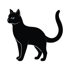 A silhouette cat black and white logo vector clip art