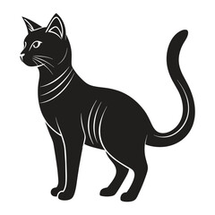 A silhouette cat black and white logo vector clip art