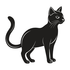A silhouette cat black and white logo vector clip art