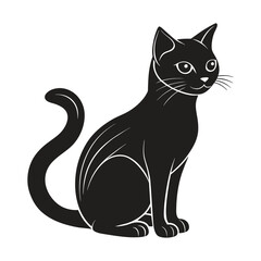 A silhouetted cat black and white logo vector clip art