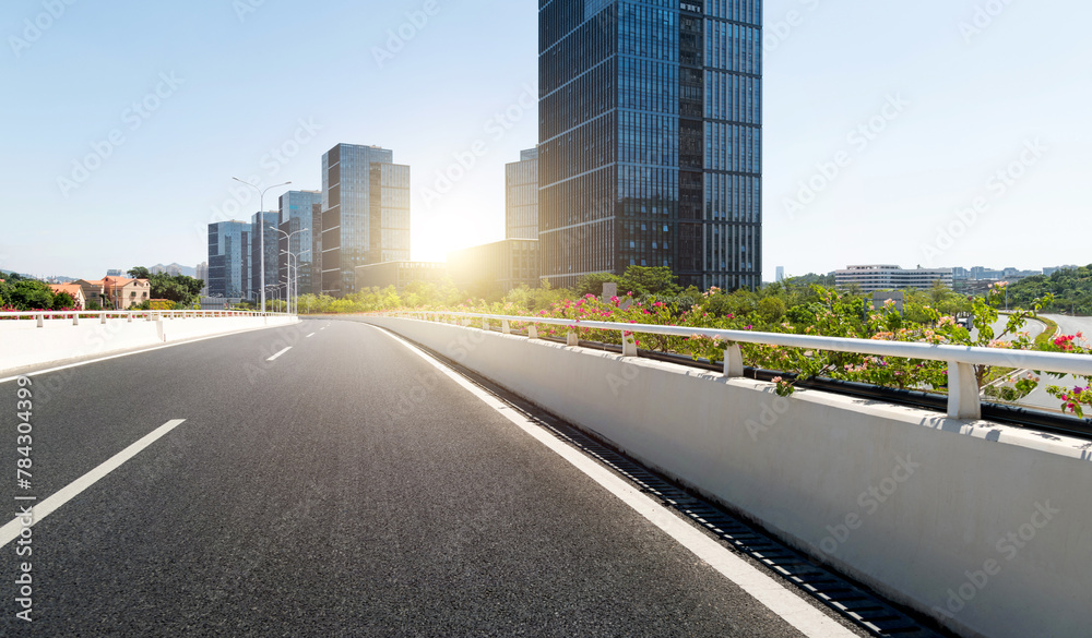 Canvas Prints highway overpass near office buildings