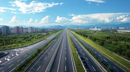 Fototapeta premium photorealistic highway on town background Generated with Ai tools