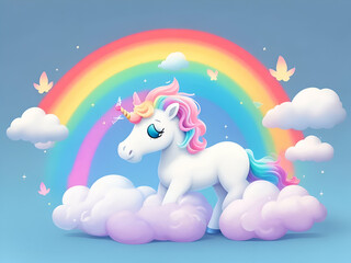 Unicorn on pastel background , unicorn cartoon