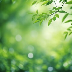 illustration of green leaf blur background nature background, Generative ai