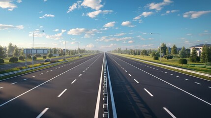 Fototapeta premium photorealistic highway on town background Generated with Ai tools
