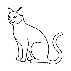 Cat vector illustration black and white cat outline