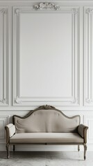 White couch against white wall