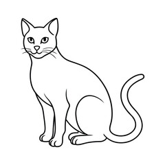 Cat vector illustration black and white cat outline