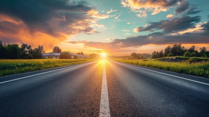 Naklejka premium photorealistic highway on town background Generated with Ai tools