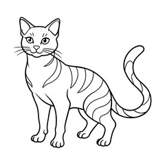 Cat vector illustration black and white cat outline