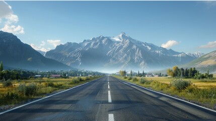 Naklejka premium photorealistic highway on town background Generated with Ai tools