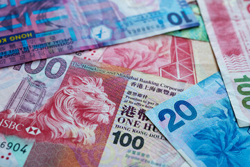 Background of pile Hong Kong dollars