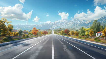 photorealistic highway on town background Generated with Ai tools