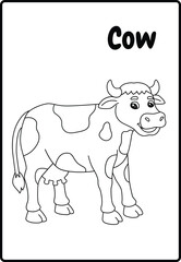 Black and White Farm Cow Coloring Page