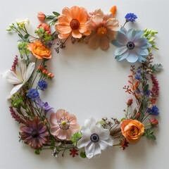 flowers circle frame, Spring vibes, flower Wreath