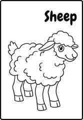Black and White Farm Sheep Coloring Page