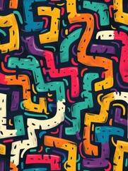 Colorful pattern with letters and numbers