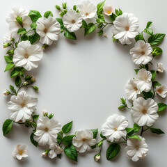 flowers circle frame, white color flower, flower Wreath