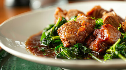 New Zealand Dishes: Pork with watercress is a classic Maori dish.