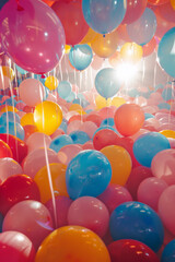 A room filled with colorful balloons