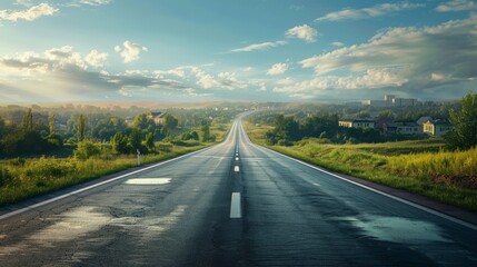 photorealistic highway on town background Generated with Ai tools