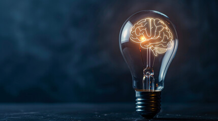 light bulb containing a brilliant brain for innovative thinking Keywords: