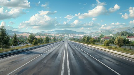 Fototapeta premium photorealistic highway on town background Generated with Ai tools