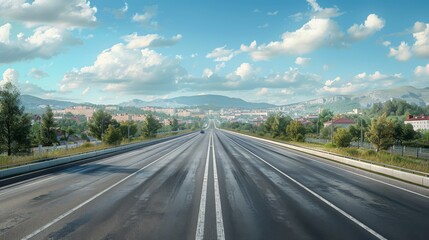 photorealistic highway on town background Generated with Ai tools