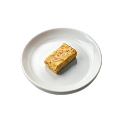 Tempeh on plate on transparent background