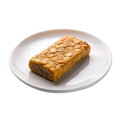 Tempeh on plate on transparent background