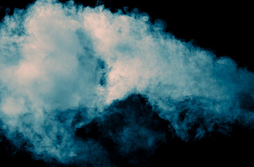 Blue smoke isolated black background