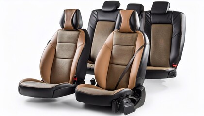 Fototapeta premium Modern car interior. Leather car seats isolated on white background with clipping path