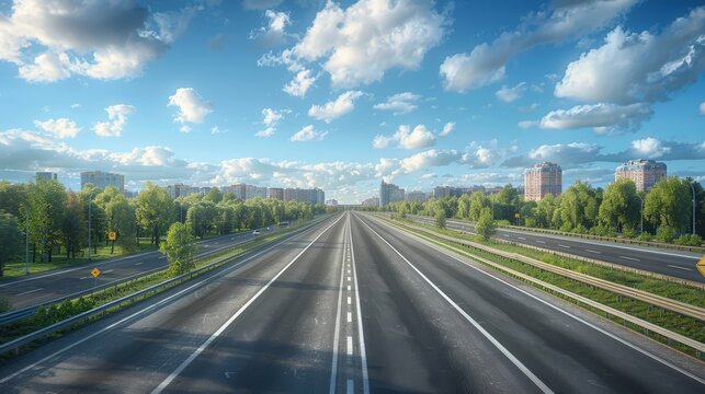 photorealistic highway on town background Generated with Ai tools