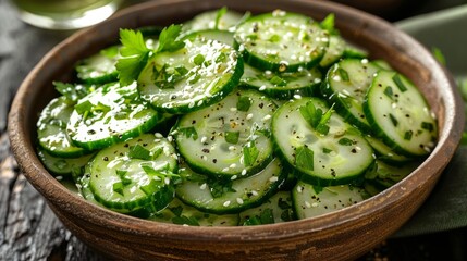 Obraz premium Agurxalat is a traditional Norwegian cucumber salad.