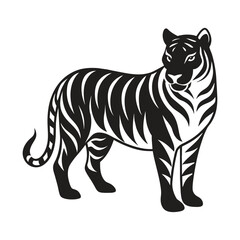 Naklejka na ściany i meble A silhouette tiger black and white logo vector clip art