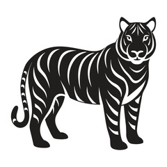 A silhouette tiger black and white logo vector clip art