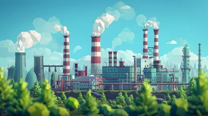 Rolgordijnen Eco-Friendly Industrial Powerhouse:A Sustainable Vision for Green Energy Production © kiatipol
