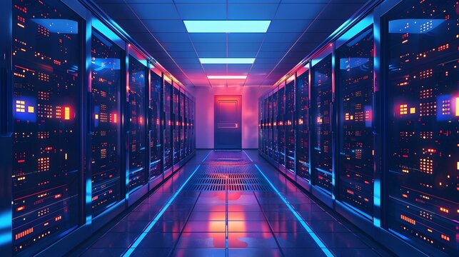 Illustrated Data Center: A Comprehensive Server Room Infrastructure