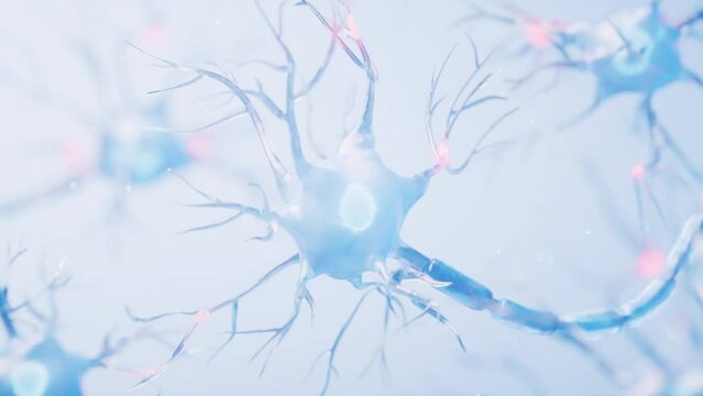 Biology nerve cell with biomedicine concept, 3d rendering.