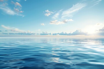 Fototapeta premium A serene ocean view, designed with top or bottom space for copy