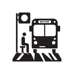Bus stop icon vector illustration