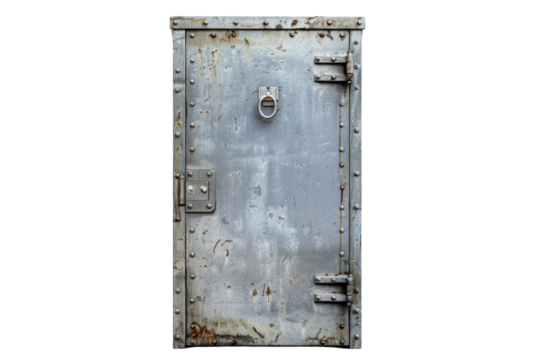 closed bank Closed steel door ,Isolated on a transparent background.