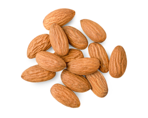 almond heap on white isolated background