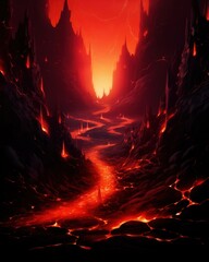 Terra inferno with cool night overtaking, dynamic contrast - obrazy, fototapety, plakaty