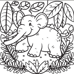 Jungle animal coloring pages for coloring book. Jungle animals outline