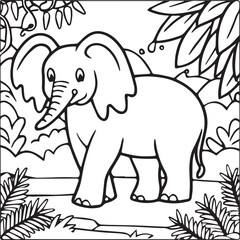 Jungle animal coloring pages for coloring book. Jungle animals outline