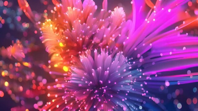 A beautiful firework display of red and purple light