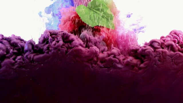 The vivid, flowing colors swirl around the fresh grapes, symbolizing a fusion of organic essence and artistic expression