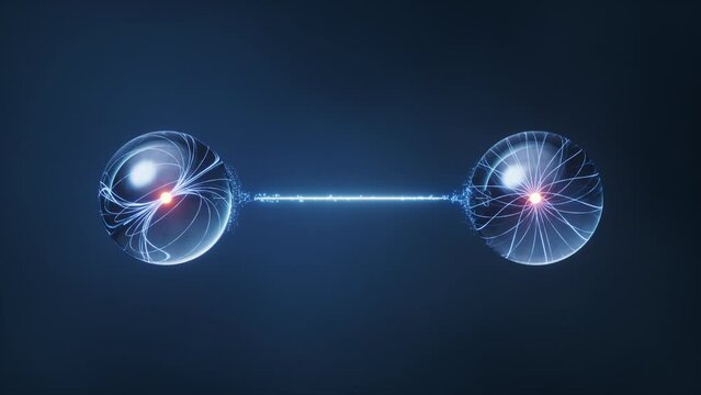 Physics quantum and quantum entanglement, 3d rendering.