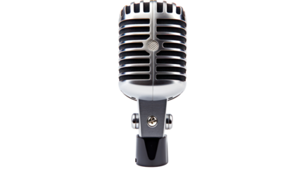 retro condenser microphone isolated on transparent and white background.PNG image.